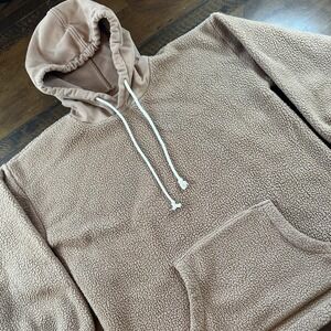 Madewell Hoodie Womens Medium Mauve Sherpa Teddy Fleece Pullover Kangaroo Pocket